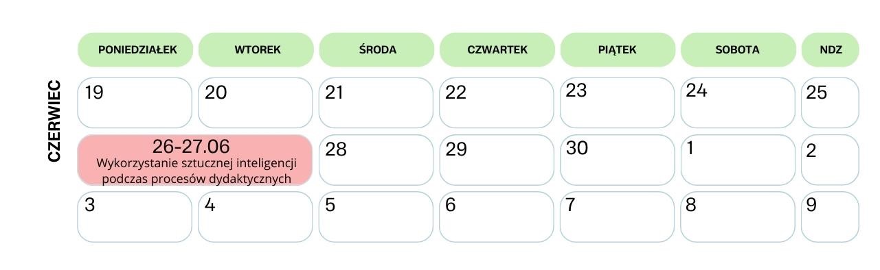 kalendarz szkoleń Wykorzystanie sztucznej inteligencji w procesach dydaktycznych